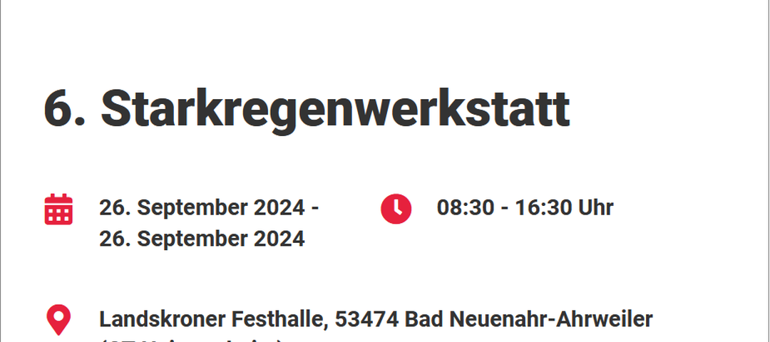 6. Starkregenwerkstatt am 26.09.2024 in Bad Neuenahr-Ahrweiler